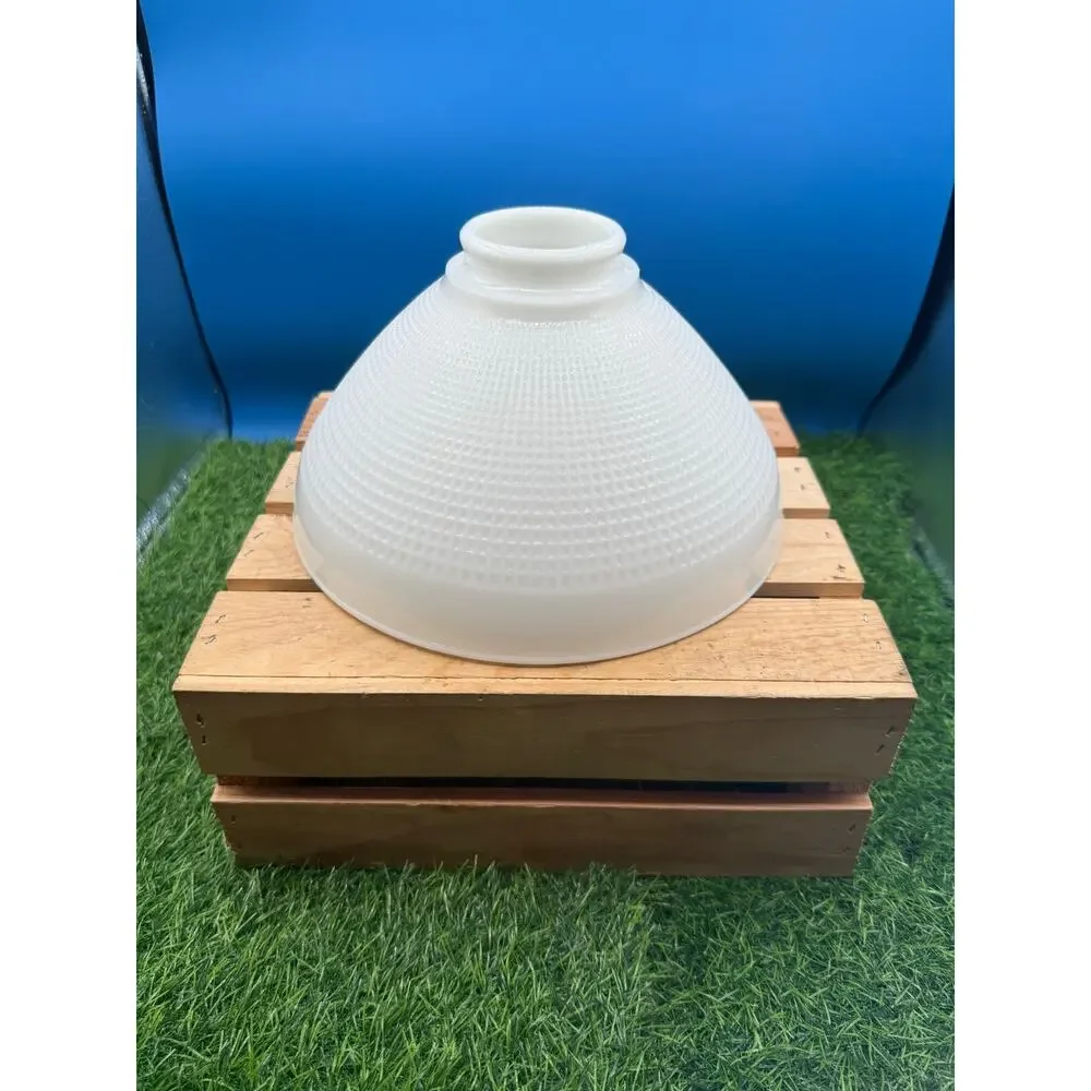 Vintage Corning White Milk Glass Lamp Shade - No. 824100 - Waffle Textured